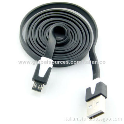 USB2.0 A to Micro Data Sync Charge Flat Cable for S4/S3/HTC More with 1, 2, 3m Length